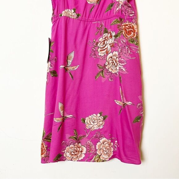 Angie Pink Floral Fit & Flare Button Down Summer Mini Dress, Size Medium - Picture 7 of 10